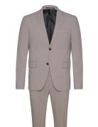 Plain Mens Suit Kostym Beige Lindbergh