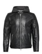 Tom Hooded Racer Läderjacka Skinnjacka Black Jofama