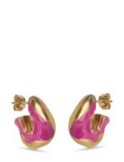 Amelia Hoops Accessories Jewellery Earrings Hoops Pink Enamel Copenhag...