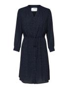 Slfdamina 7/8 Aop Dress Kort Klänning Navy Selected Femme