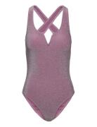 Pcbling Swimsuit Lurex Sww Baddräkt Badkläder Purple Pieces