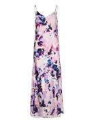 Slfthea Ankle Aop Satin Strap Dress B Maxiklänning Festklänning Pink S...