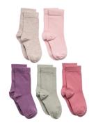 Socks 5P Sg Plain Fashion Col Socks & Tights Pink Lindex
