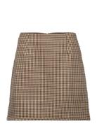 Short Skirt In Houndstooth Kort Kjol Beige Coster Copenhagen