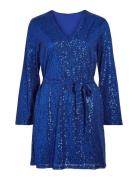 Vila Viglitas Deep V-Neck L/S Sequin Dress Blå