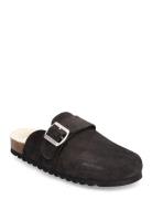 Biaolivia Mule Warmlined Suede Slippers Tofflor Black Bianco