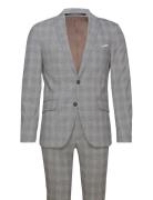 Checked Relaxed Suit Kostym Grey Lindbergh