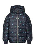 Mikk-line Puffer Jacket Aop Rec. Marinblå