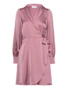 Vila Vienna Ravenna L/S Short Wrap Dress-Noos Rosa