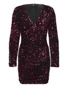 Sequin Dress Kort Klänning Burgundy Gina Tricot