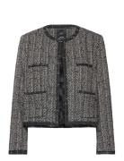 Mango Trim Tweed Jacket Svart