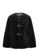 Fur-Effect Coat With Appliqués Outerwear Faux Fur Black Mango