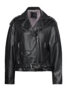 Leather-Effect Biker Jacket Läderjacka Skinnjacka Black Mango