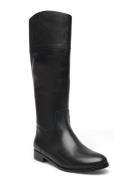 Justine Burnished Leather Riding Boot Höga Stövlar Black Lauren Ralph ...