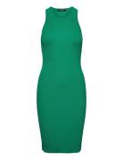 Matte Rayon/Nylon-Dress Knälång Klänning Green Lauren Ralph Lauren
