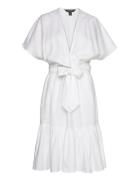 Classic Linen-Dress Knälång Klänning White Lauren Ralph Lauren