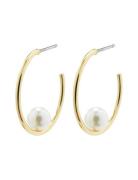 Eline Recycled Pearl Hoop Earrings Gold-Plated Accessories Jewellery E...