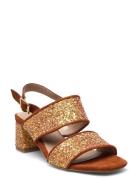 Sandals - Block Heels Sandal Med Klack Gold ANGULUS
