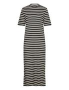 Tommy Hilfiger Crv Slim Rib Stp Midi Dress Svart