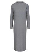 Daniela Rib Dress Knälång Klänning Grey Once Untold