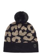 Studded Metallic Leopard Cuff Hat Accessories Headwear Beanies Black M...