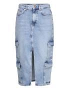 Onlposey Hw Midi Cargo Dnm Skirt Cro Knälång Kjol Blue ONLY