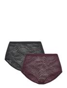 Lindex Brief High Supersoft Lace 2 Pa Burgundy