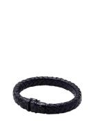 Thick Leather Bracelet With Detailed Black Plated Lock Armband Smycken...