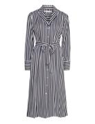 Fluid Stripe Ls Midi Shirt Dress Knälång Klänning Blue Tommy Hilfiger