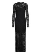 Vmivania Ls O-Neck Ankle Lace Dress Vma Maxiklänning Festklänning Blac...