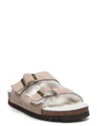 Sl Josephine Suede Dark Beige Platta Sandaler Beige Scholl