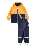 Color Kids Rain Set Pu W. Fleece Lining Blå