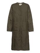 Recycle Polyester Coat Kviltad Jacka Khaki Green Rosemunde