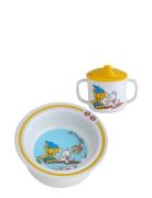Bamse, Bowl And Cup, White/Blue Home Meal Time Dinner Sets Yellow Rätt...