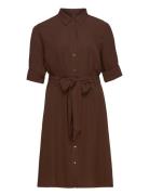 Collared Dress Knälång Klänning Brown Lauren Women