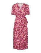 Yasalira Ss Long Wrap Dress S. Noos Knälång Klänning Pink YAS