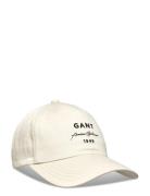 Logo Script Cotton Twill Cap Accessories Headwear Caps Cream GANT