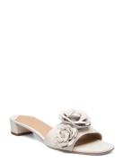 Fay Floral-Trim Nappa Leather Sandal Sandal Med Klack White Lauren Ral...