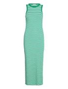 Slim 5X2 Str Rib Midi Dress Ns Knälång Klänning Green Tommy Hilfiger