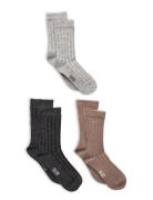 Wool Socks - Rib 3-Pack Sockor Strumpor Grey Minymo
