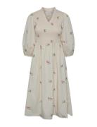 Yasjubel 3/4 Midi Dress S. - Ca Knälång Klänning Cream YAS