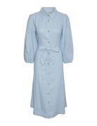 Yasflaxy 3/4 Linen Shirt Dress Noos Knälång Klänning Blue YAS