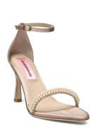 Alma Satin Pearl Sandal Med Klack Cream Custommade