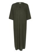 Kamilia Kaftan Dress Knälång Klänning Khaki Green Kaffe