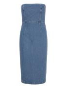 Vanda Denim Midi Dress Knälång Klänning Blue Bardot