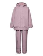 Basic Rainwear Set -Solid Pu Outerwear Rainwear Rainwear Sets Pink CeL...
