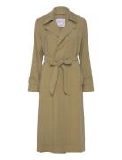 Mango Flowy Lapel Trench Khaki Green