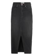 Vmveri Hr Calf Denim Skirt Ga Mix Noos Knälång Kjol Black Vero Moda