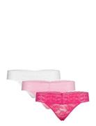Brief Lacey Thong Low 3 Pack Stringtrosa Underkläder Pink Lindex