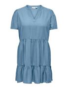 Cartiri-Caro S/S V-Neck Lin Dress Tlr Kort Klänning Blue ONLY Carmakom...